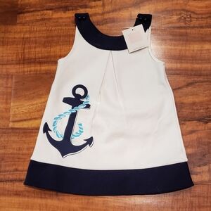 Janie and Jack NWT 18-24 months ivory/navy nautical anchor ponte dress